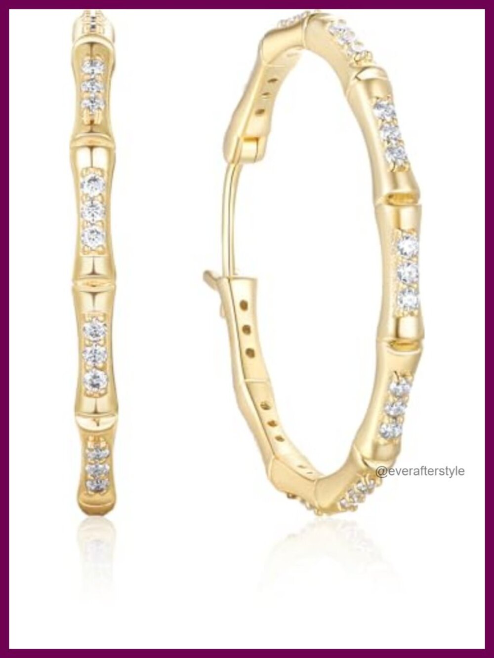 Genuine Moissanite Hoop Earrings 925 Sterling Silver Yellow Gold Plated